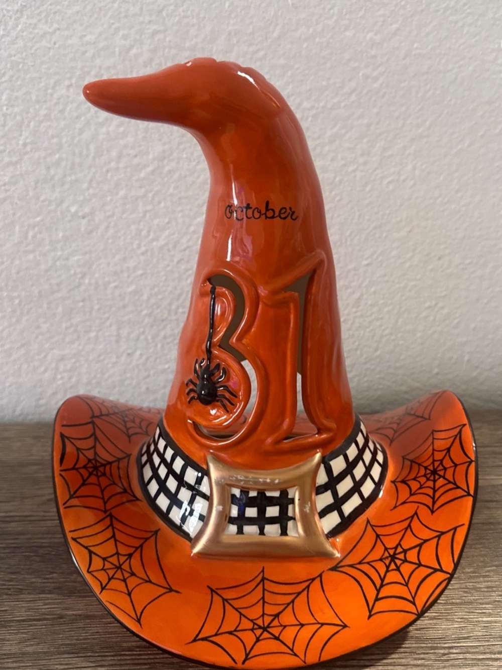 Blue Sky Clayworks Halloween OCT 31 WITCH HAT Ceramic Candle House NEW